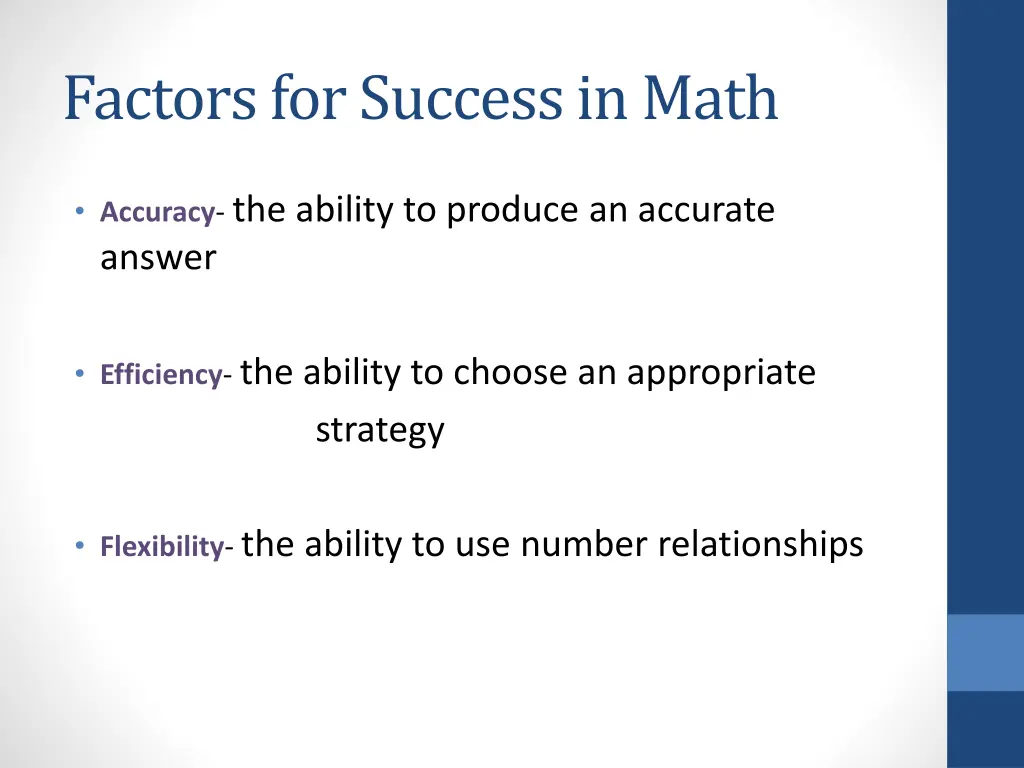 factors for success in math