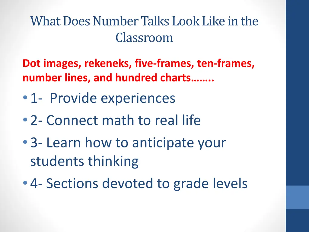 what does number talks look like in the classroom