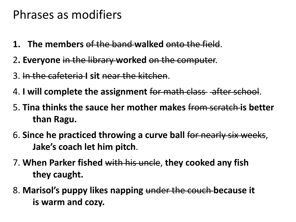 phrases as modifiers