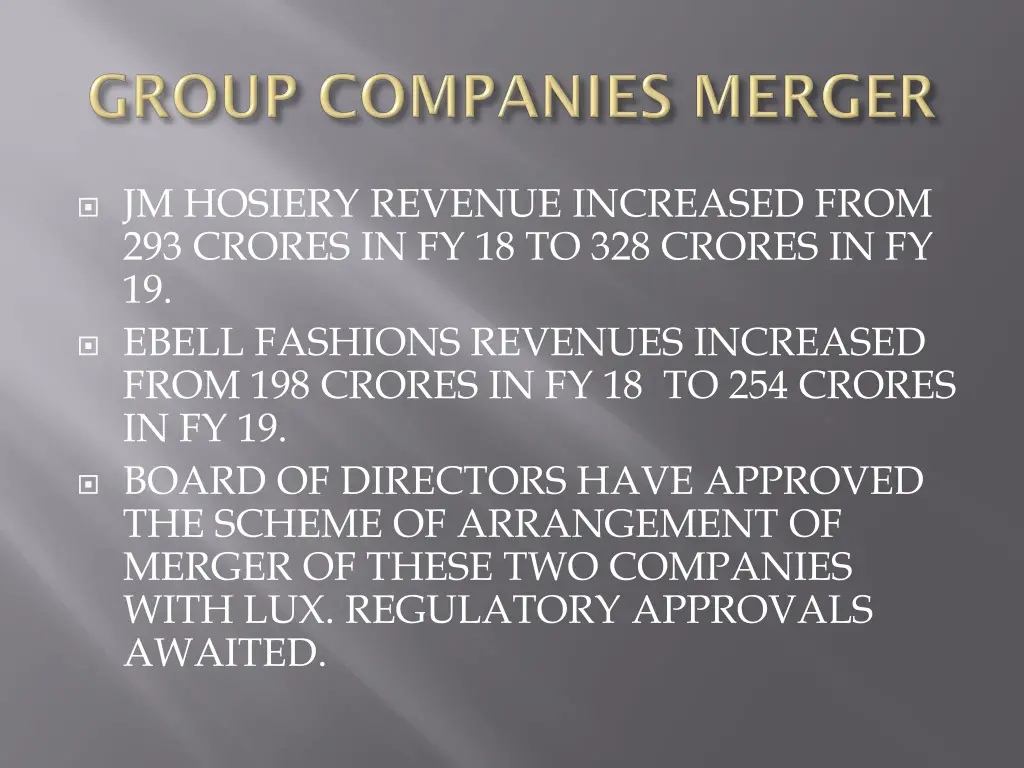 jm hosiery revenue increased from 293 crores