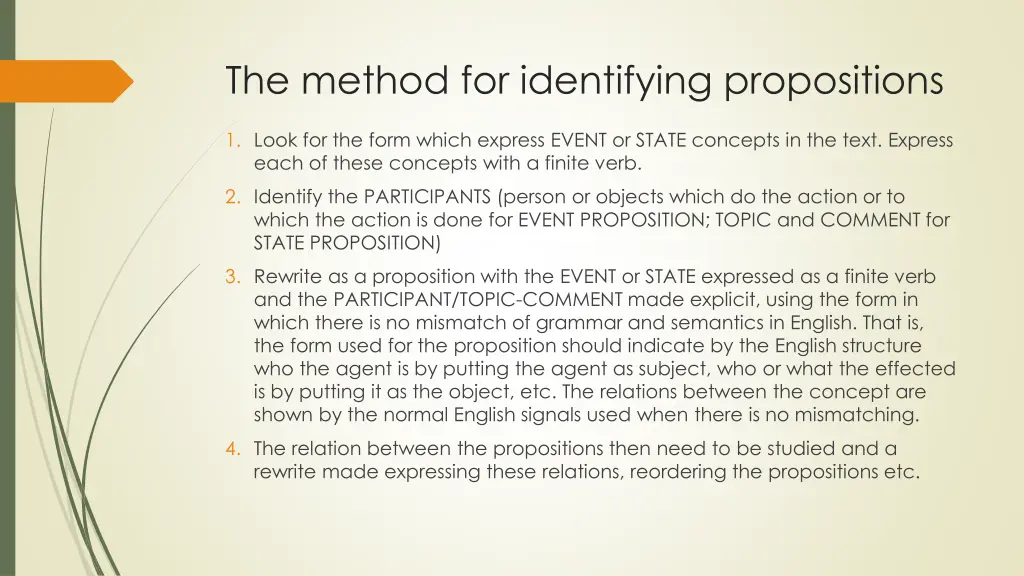 the method for identifying propositions