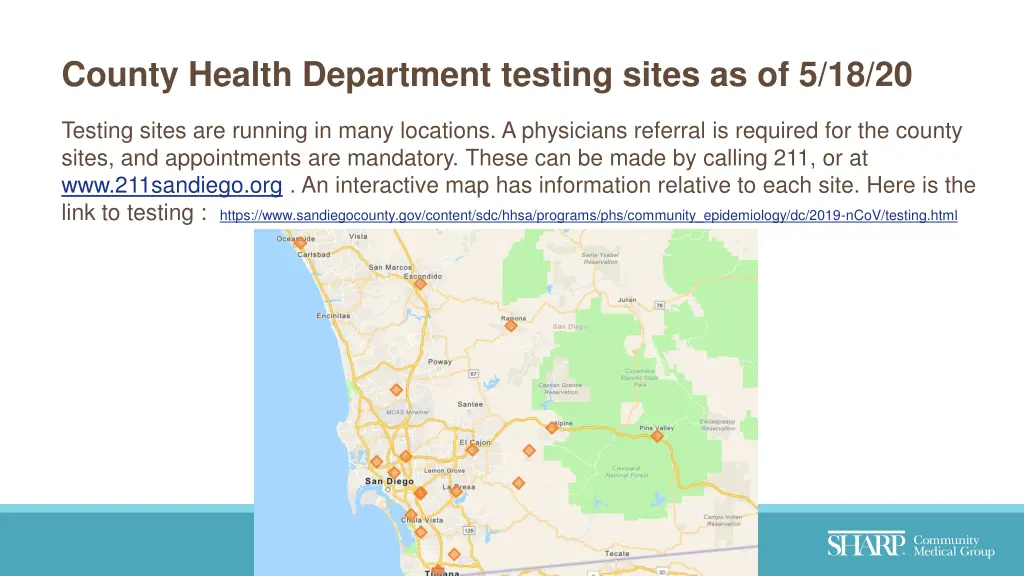 county health department testing sites