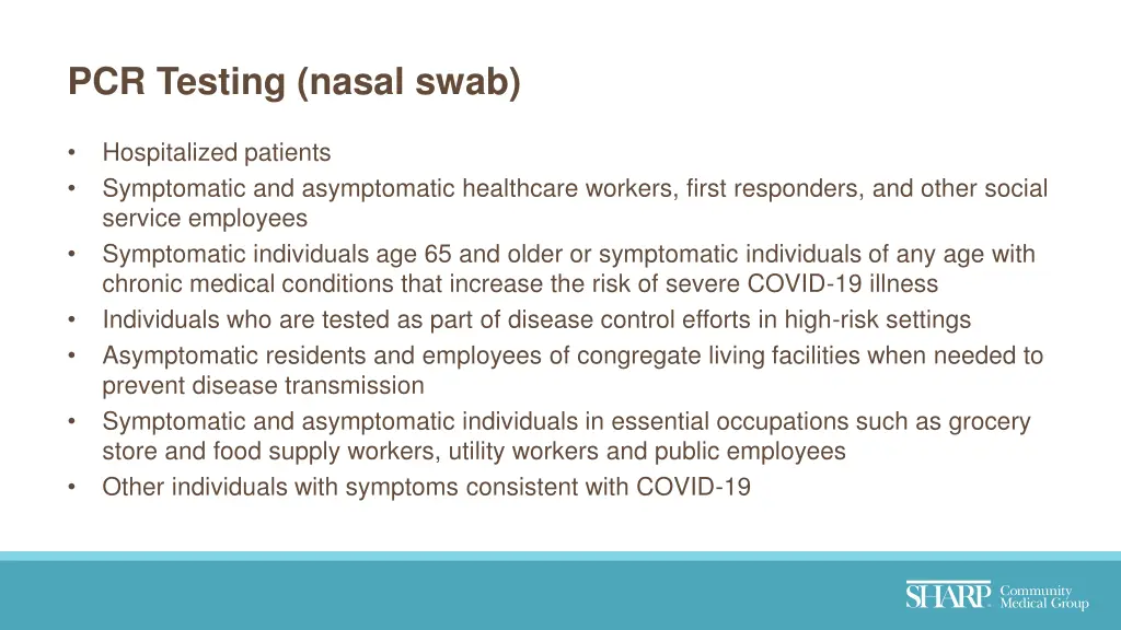 pcr testing nasal swab