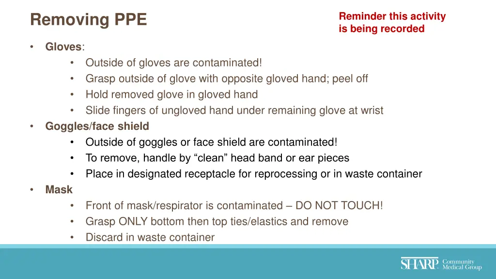 removing ppe