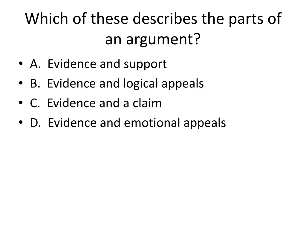 which of these describes the parts of an argument