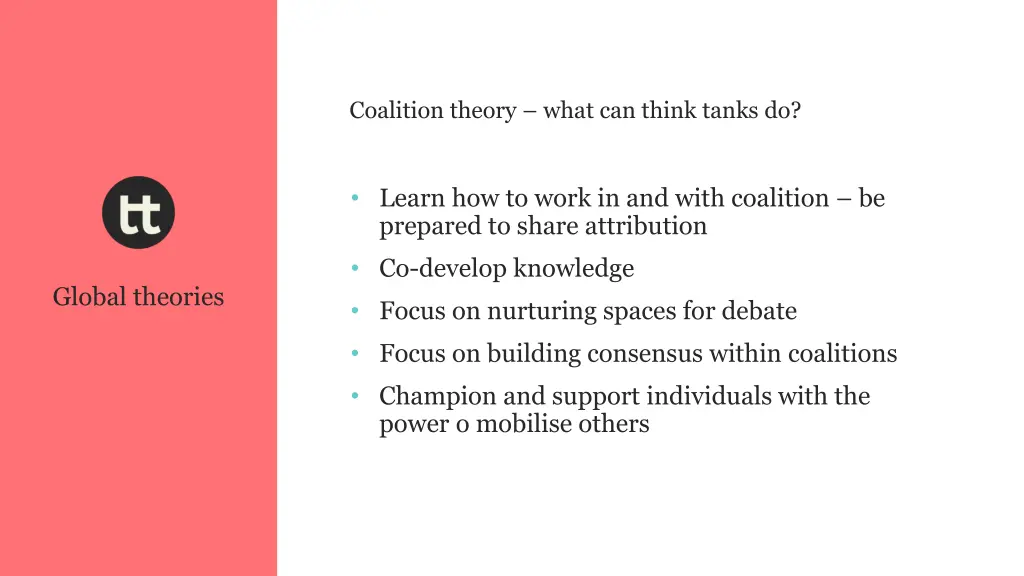 coalition theory what can think tanks do