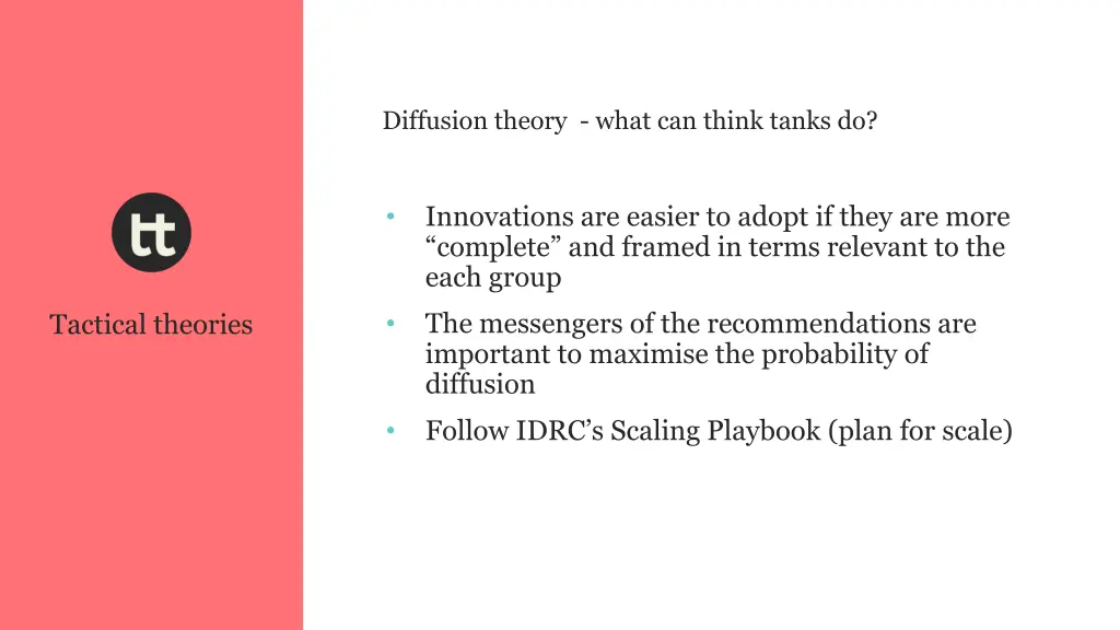 diffusion theory what can think tanks do