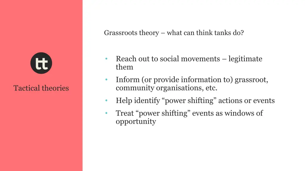 grassroots theory what can think tanks do