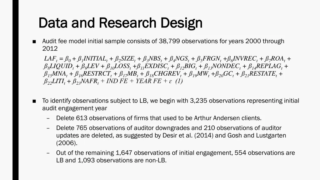 data and research design data and research design