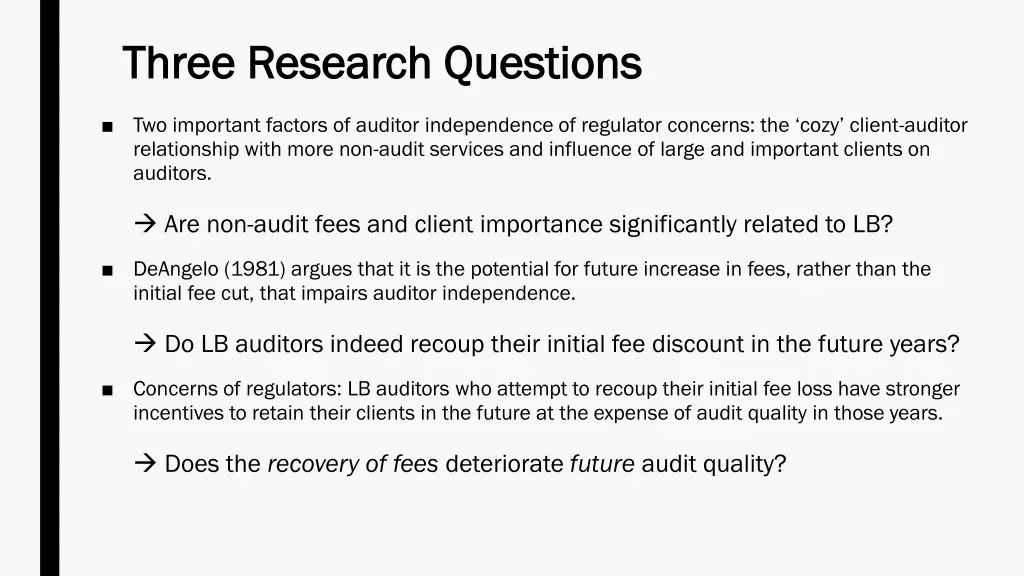 three research questions three research questions