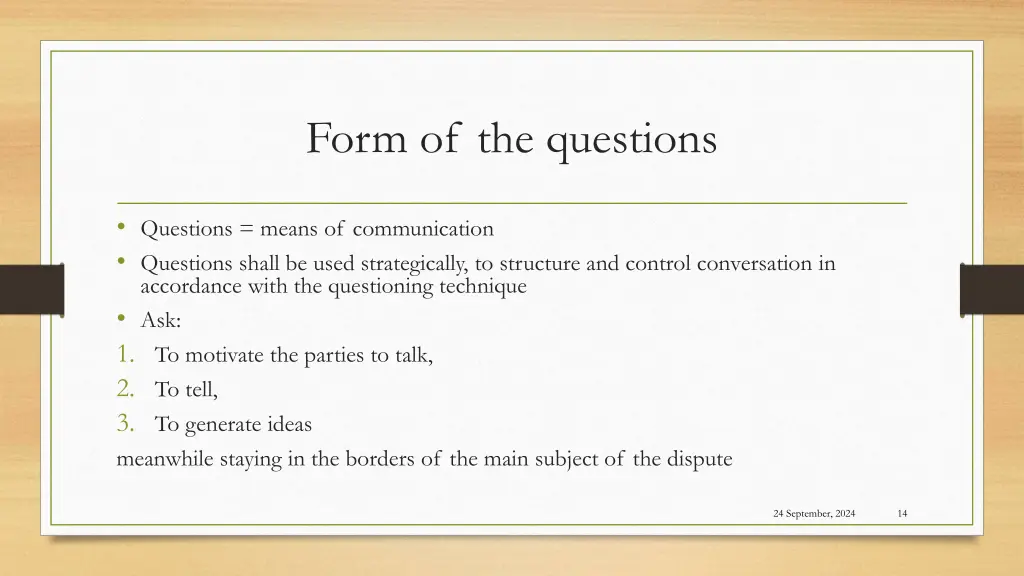 form of the questions