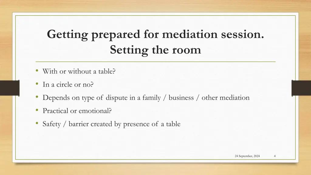 getting prepared for mediation session setting 2