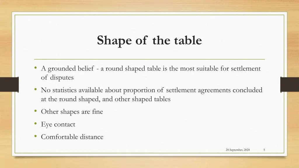 shape of the table