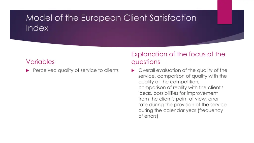 model of the european client satisfaction index 2