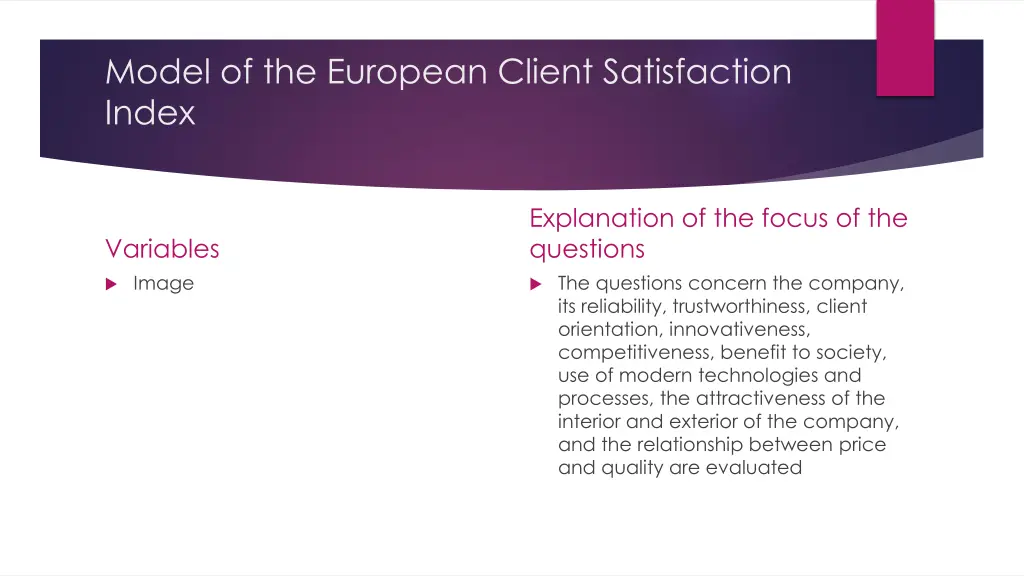 model of the european client satisfaction index