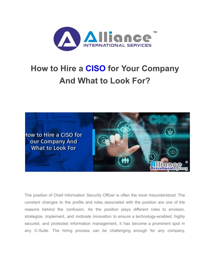 how to hire a ciso for your company and what