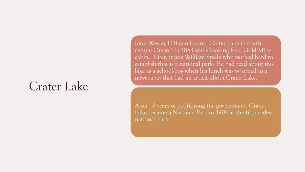 john wesley hillman located crater lake in south