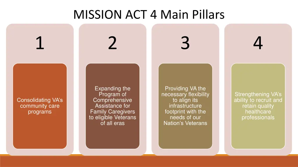 mission act 4 main pillars