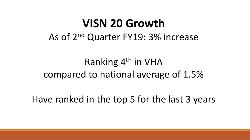 visn 20 growth as of 2 nd quarter fy19 3 increase