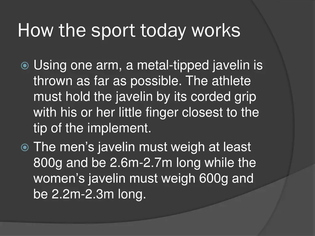 how the sport today works