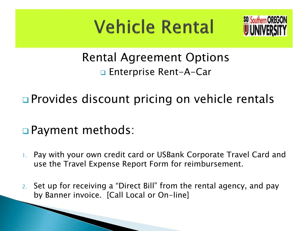 rental agreement options enterprise rent a car