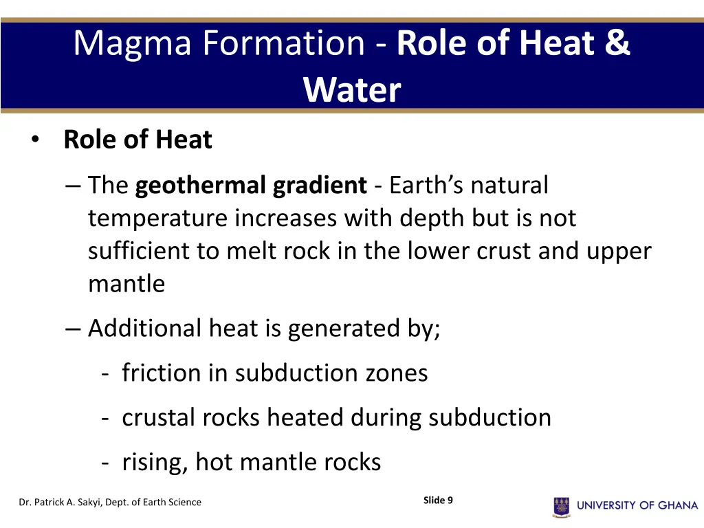 magma formation role of heat water role of heat