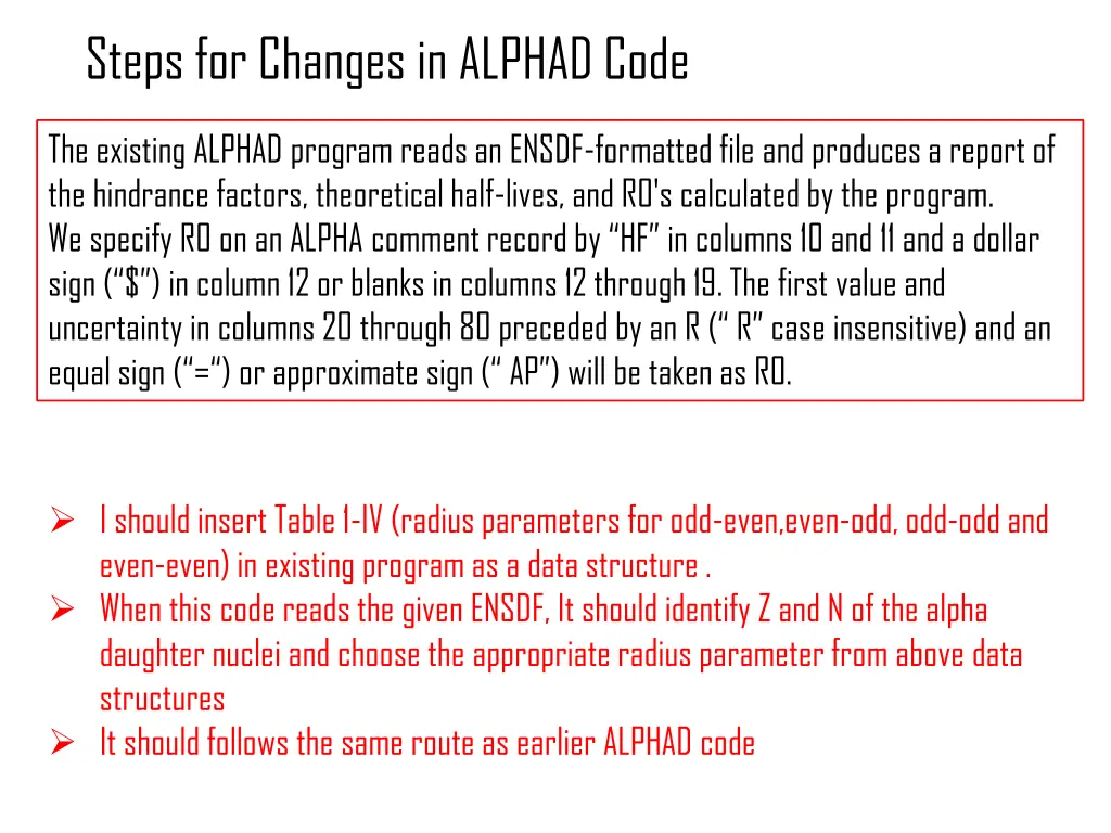 steps for changes in alphad code