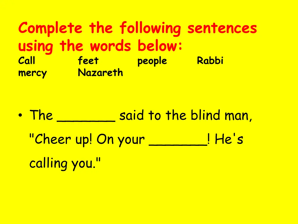 complete the following sentences using the words 6