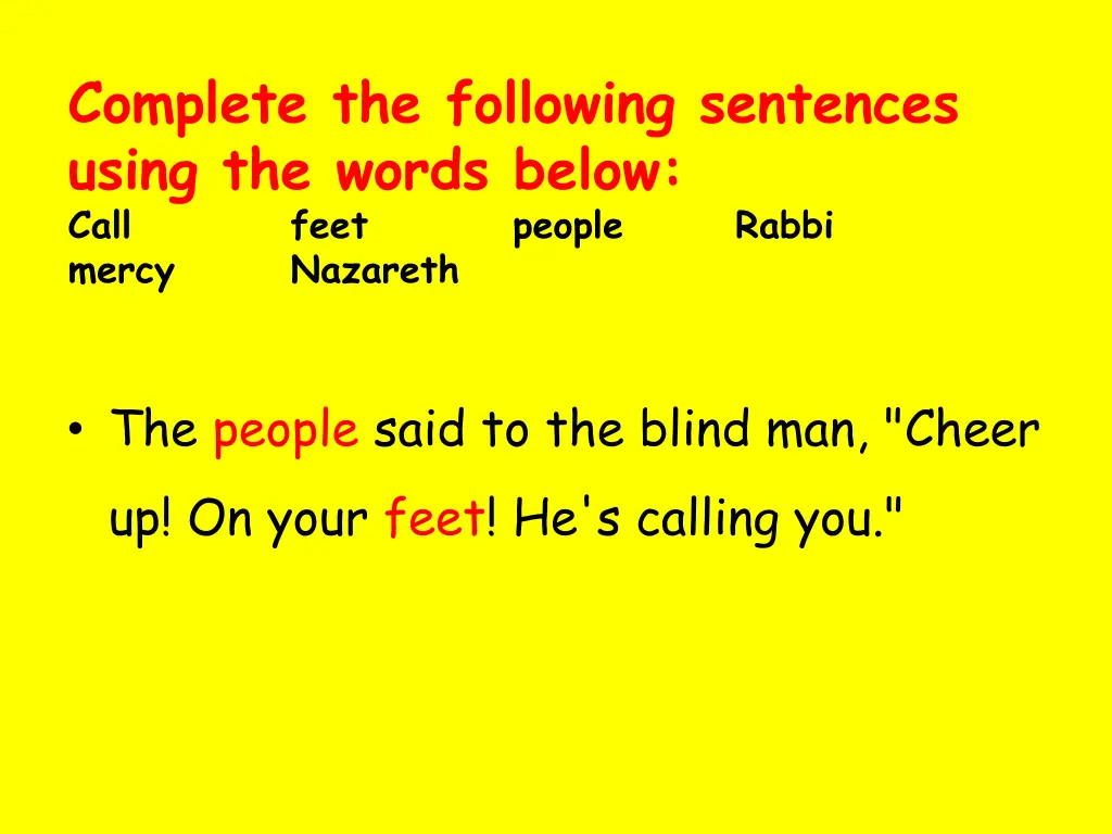 complete the following sentences using the words 8