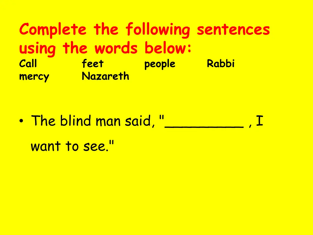 complete the following sentences using the words 9