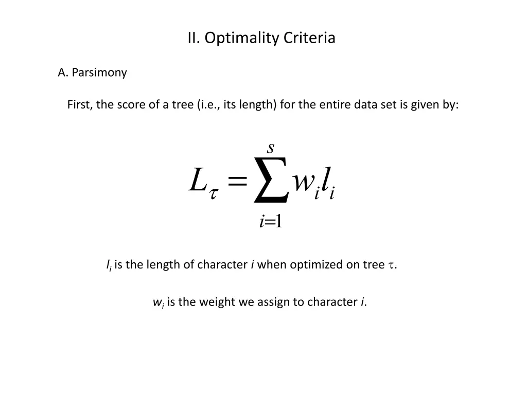 ii optimality criteria