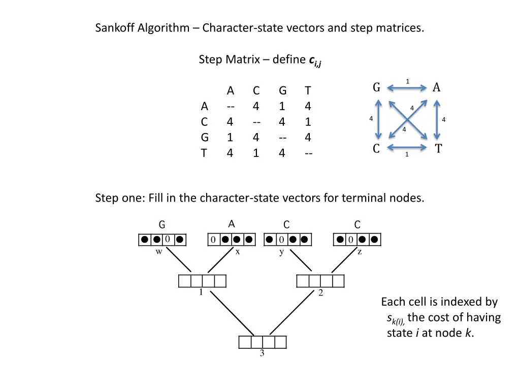 sankoff algorithm character state vectors