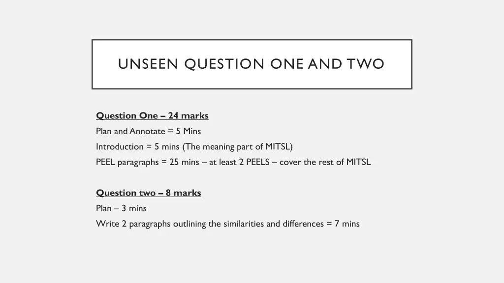 unseen question one and two