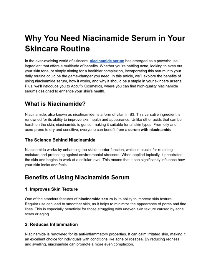 why you need niacinamide serum in your skincare