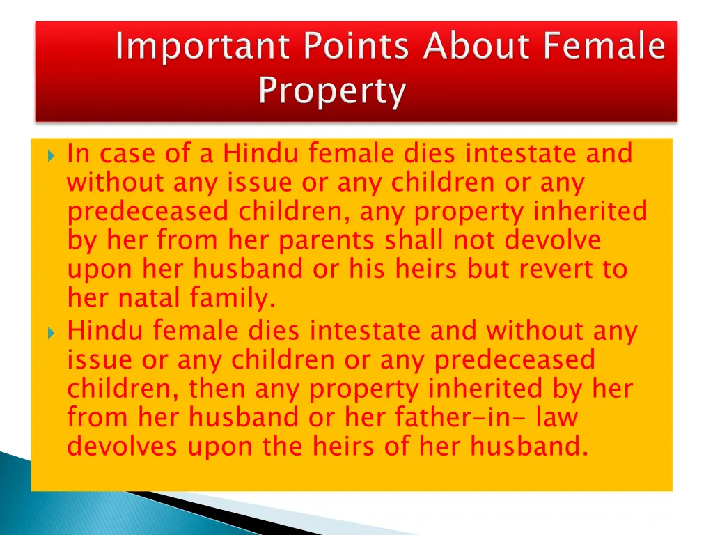 in case of a hindu female dies intestate