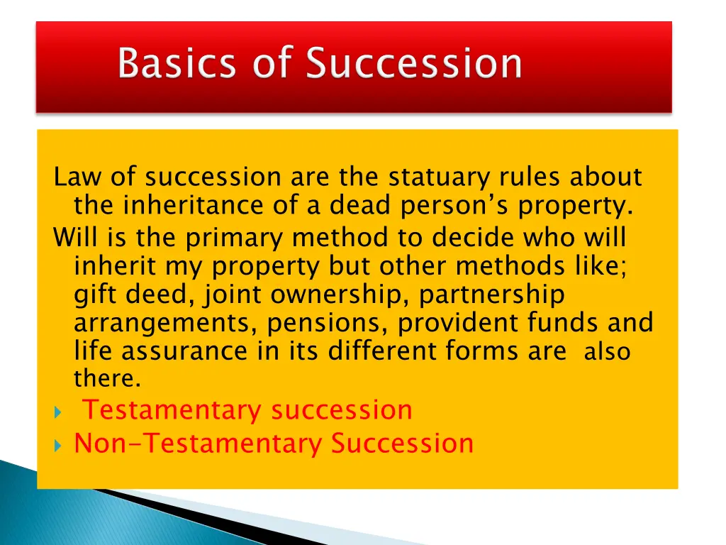 law of succession are the statuary rules about