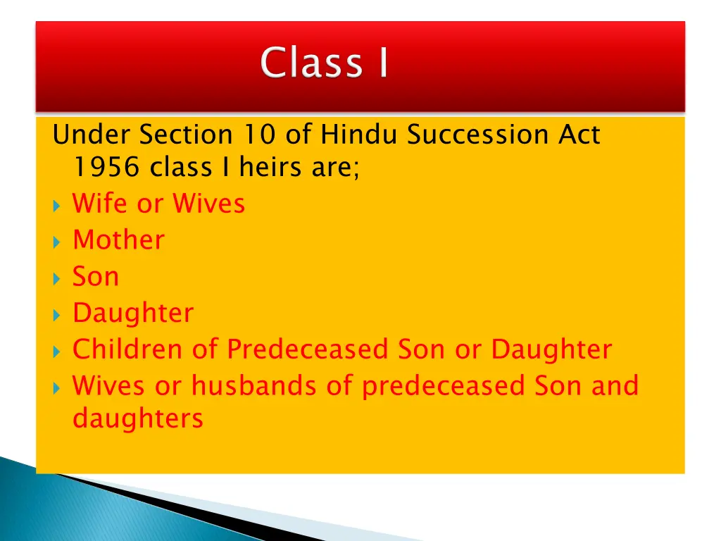 under section 10 of hindu succession act 1956