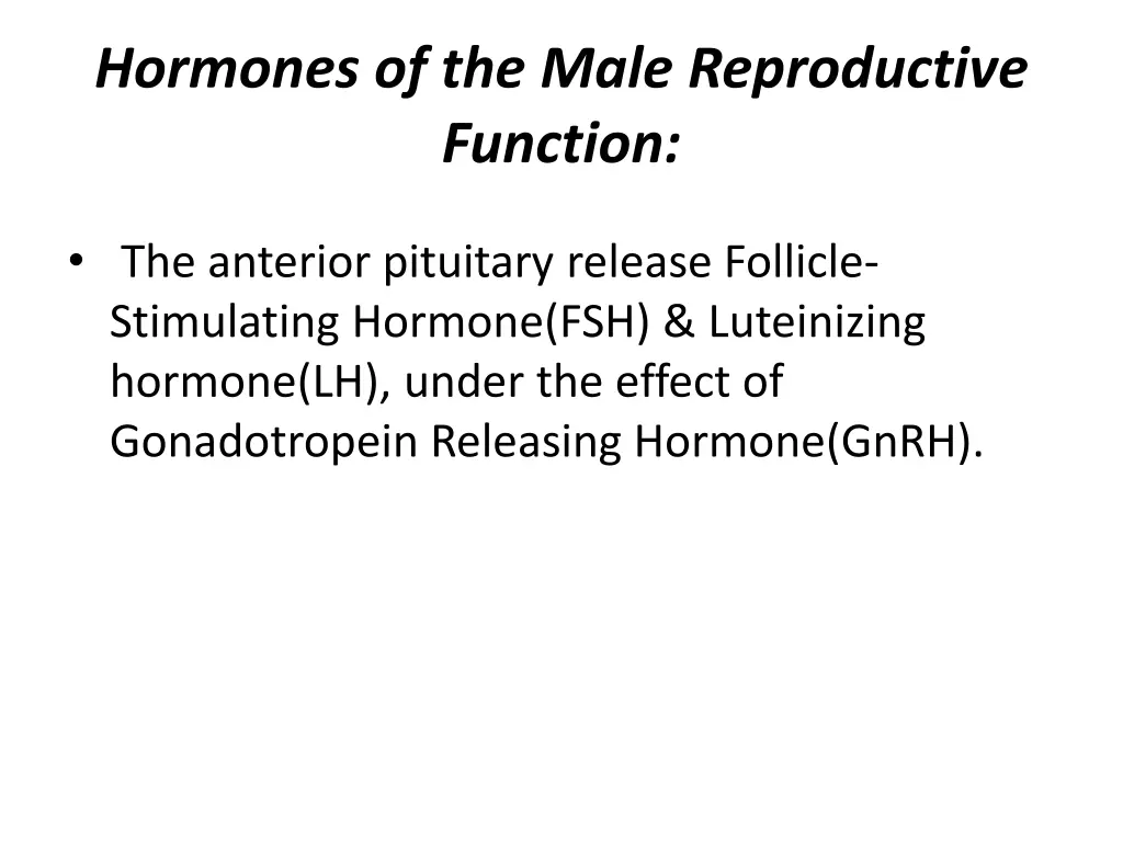 hormones of the male reproductive function