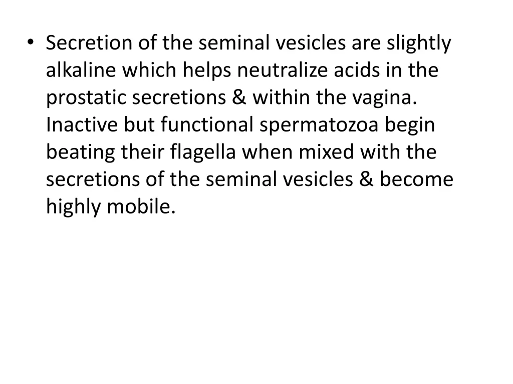 secretion of the seminal vesicles are slightly