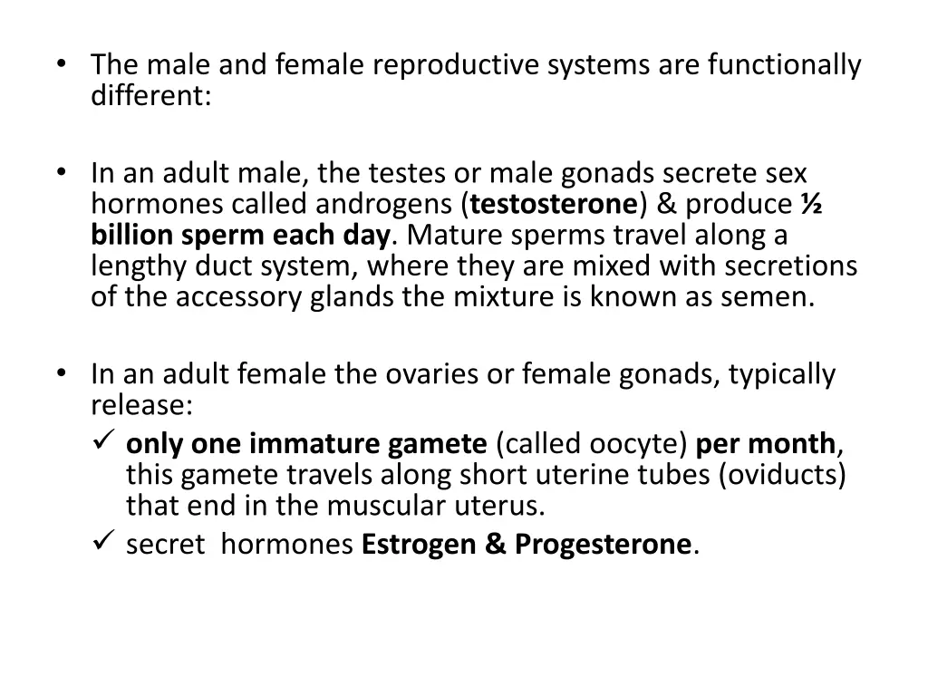 the male and female reproductive systems