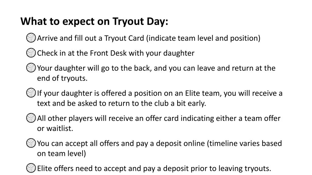 what to expect on tryout day