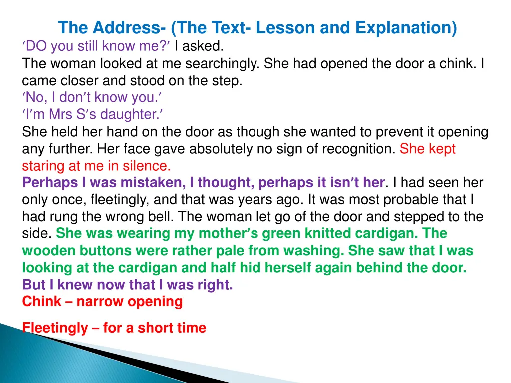 the address the text lesson and explanation