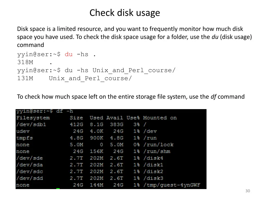 check disk usage