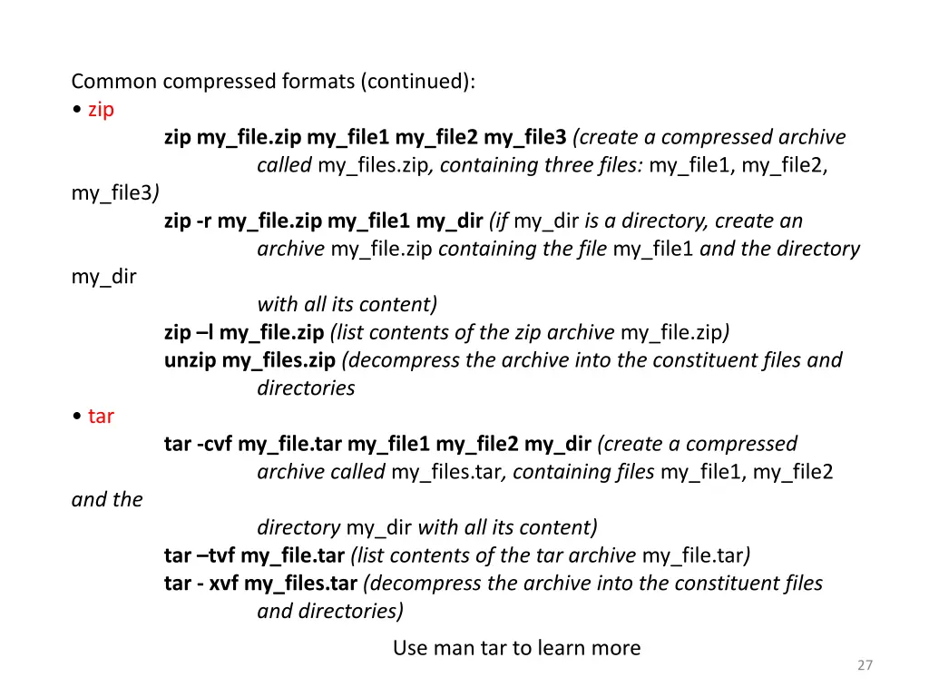 common compressed formats continued