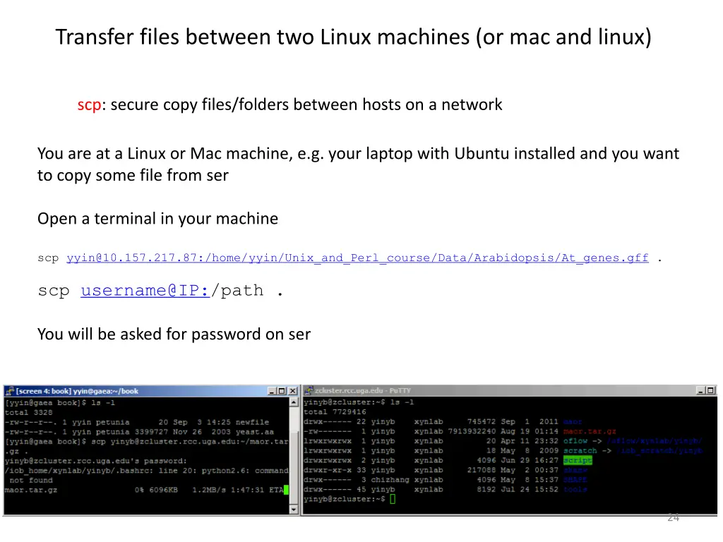 transfer files between two linux machines