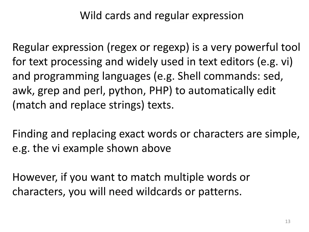 wild cards and regular expression