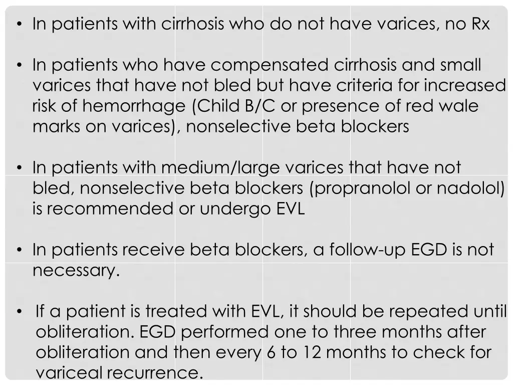 in patients with cirrhosis who do not have