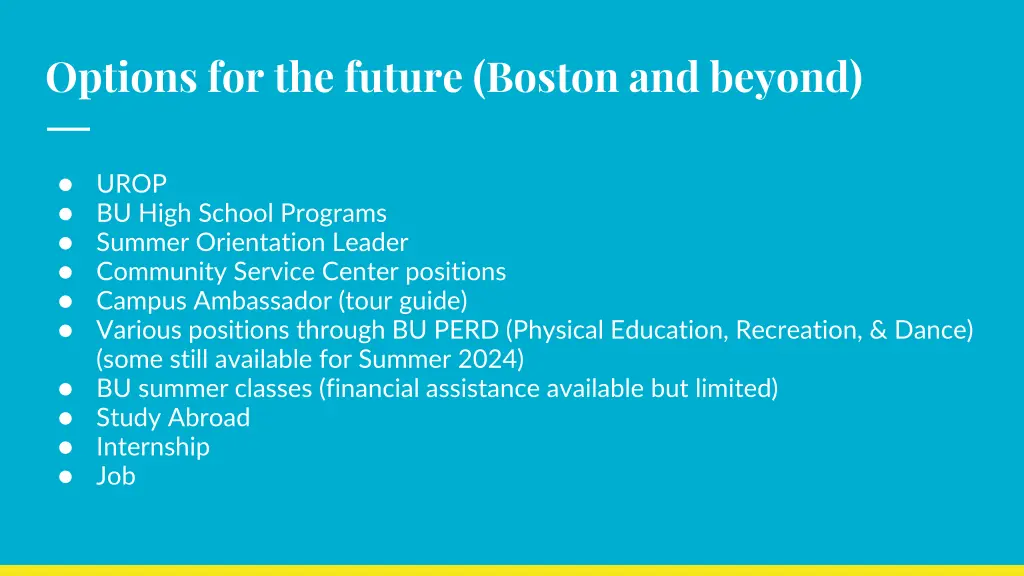 options for the future boston and beyond