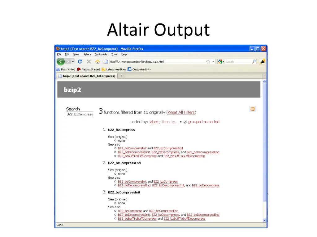 altair output