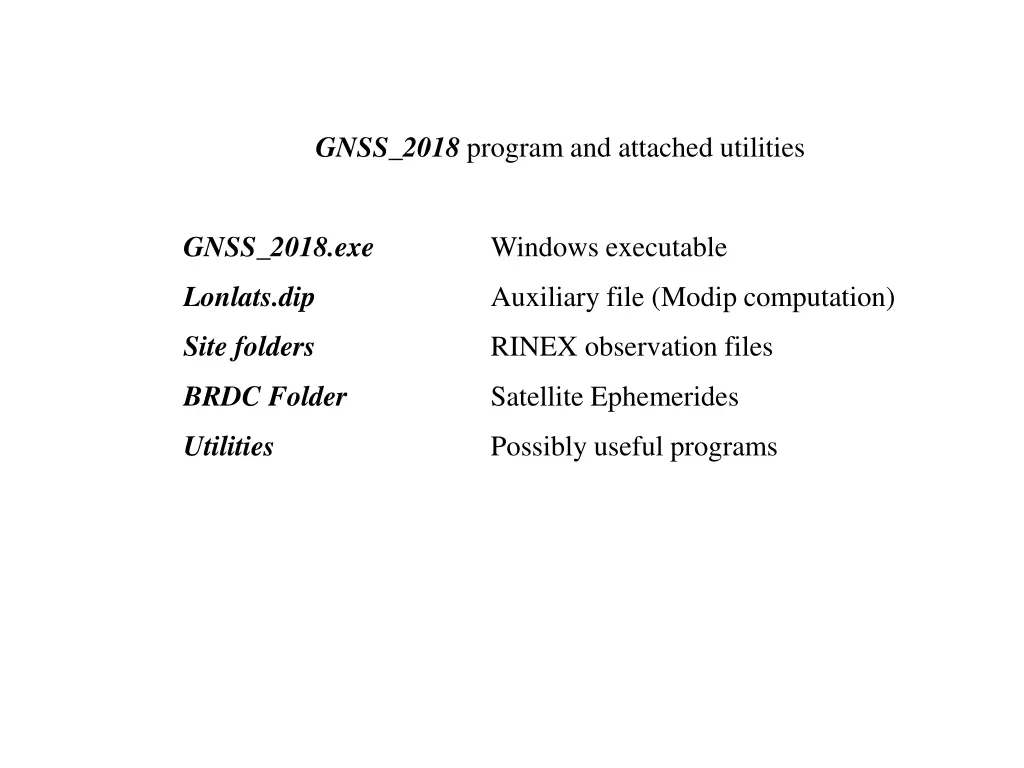 gnss 2018 program and attached utilities